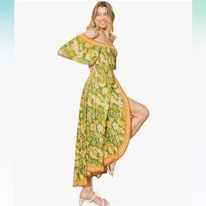 Flying Tomato Women's Bohemian Tropical Floral Off Shoulder Dress